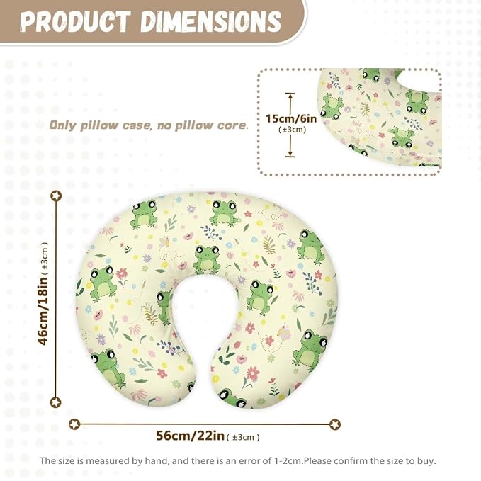 Frog and Floral Breastfeeding Pillow Cover Newborn U-Shaped Breastfeeding Pillowcase Cushion Cover Stretchy Replaceable Pillow Cover Slipcover