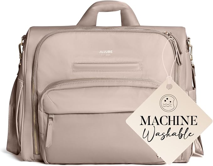 JuJuBe New Satchel Diaper Bag, Convertible Diaper Bag with Portable Changing Pad, Travel Backpack, For Carrying Baby Bottles, Baby Wipes, Diapers, Pacifiers, Snacks, Taupe, Mother's Day Gift