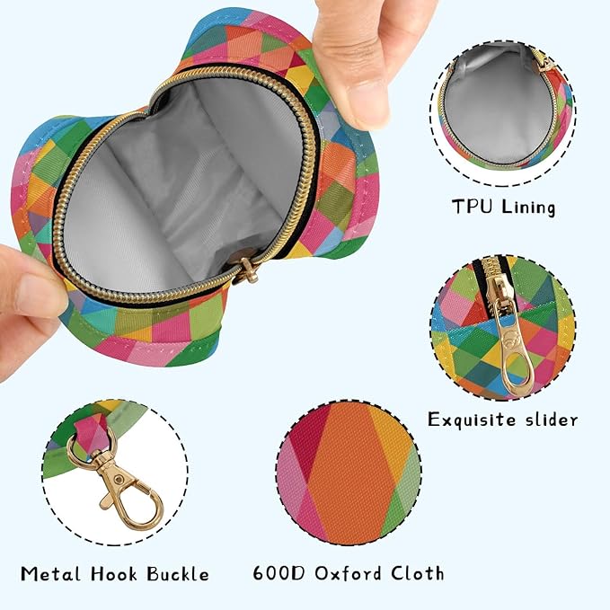 Pacifier Holder with Clip Pacifier Case for Diaper Bag Round Baby Pacifier Pouch Box Bag Portable Pink Green Argyle