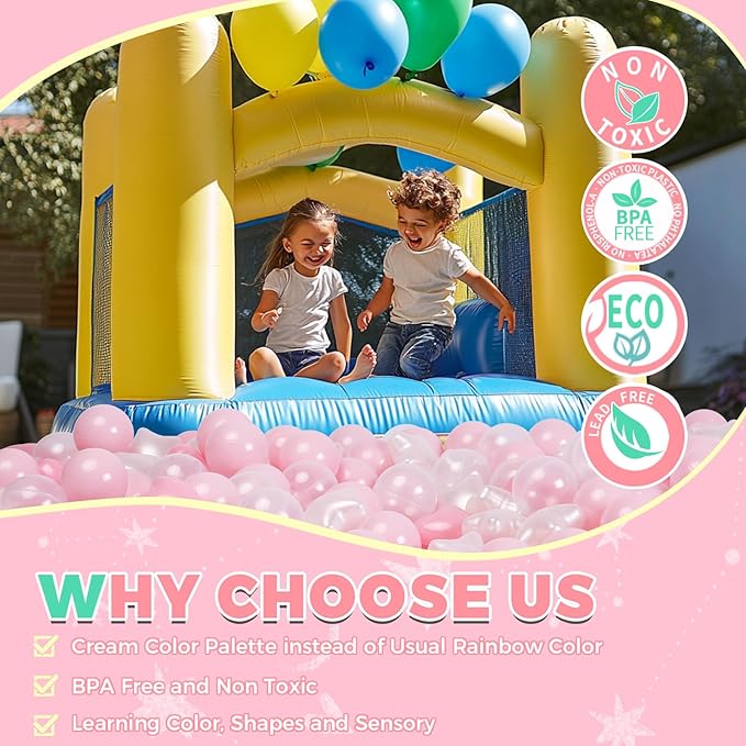 TRENDPLAY Ball Pit Balls Star and Heart Shapes for Toddlers - 50 100 200 500 Count Plastic Balls for Ball Pit Fun and Play