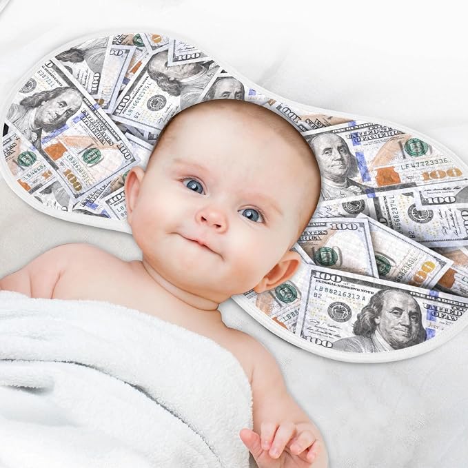 Muslin Burp Cloths for Baby Boys and Girls - 4-Pack Ultra Absorbent Money Hundred Dollar Bill Muslin Washcloths, Newborn Towel, Milk Spit Up Rags, Burp Cloth Bib for Unisex, 22 x 11 Inch