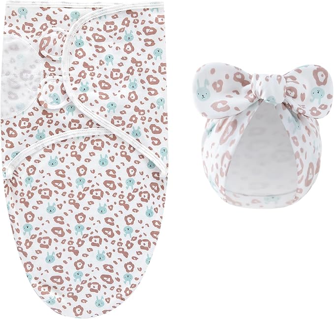 Baby Swaddle Sleep Sack with Hat Set for 0-3 months 3-Pack Soft Cotton Newborn Wearable Swaddle Wrap for Girls Boys