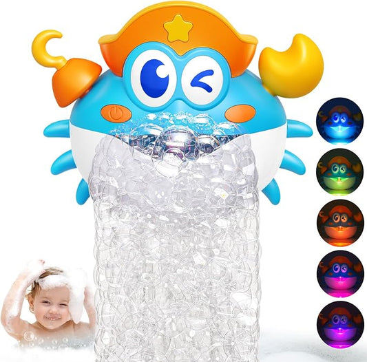 Bath Toys, Light Up Crab Bath Bubble Maker Bathroom Toys for Kids Ages 1-3 4-8,Bath Bubble Machine with Colourful Light Toddler Bathub Toy Great Birthday for Kids