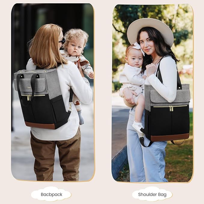 LOVEVOOK Diaper Bag Backpack,Diaper Bag Tote with Insulated Pockets,Baby Bag for Girl Boy with Changing Pad,Large Baby Diaper Bag with Pacifier Case,Anti-Theft Travel Backpack for Women, 15.6-Inch