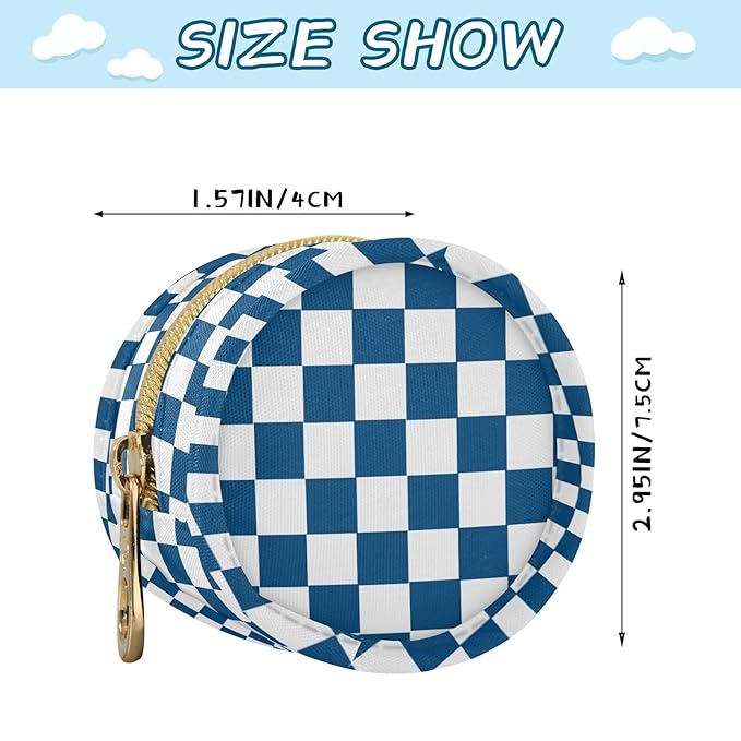 Checkered Plaid Dark Blue Pattern Pacifier Holder Case with Metal Clip Portable Pacifier Cover for Travel
