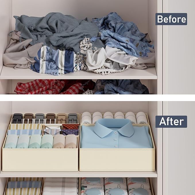 DIMJ Drawer Organizer Clothes Storage - 18 Pack Baby Dresser Organizer for Nursery, Foldable Closet Drawer Organizer Bins for Bedroom Organization, Fabric Storage Dividers for Socks, Underwears, Bras