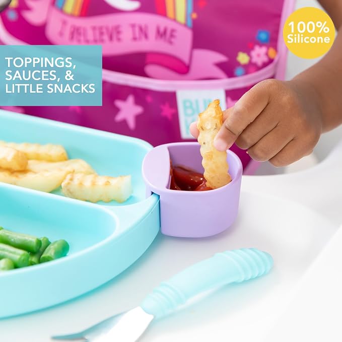 Bumkins Baby Silicone Little Dippers, Attaches to Bowls, Dishes and Plates, Sauce Cup, Holds Condiments, Dip, Puree, Toppings, Baby Led Weaning, Essential Feeding Supplies, for Babies 6 Months Up