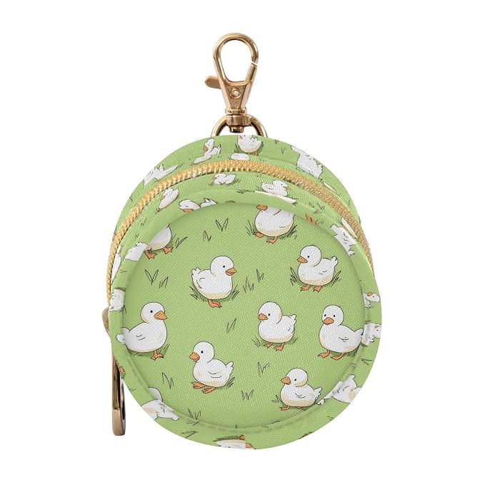 Cartoon Duck Green Print Pacifier Holder Case for Diaper Bag Portable Travel Pacifier Storage Case with Clip Newborn Baby Pouch for Baby Boys Girls Outdoor Purse
