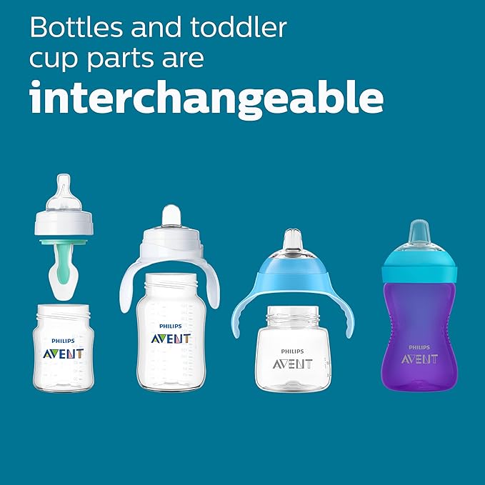 Philips Avent Anti-Colic Baby Bottles, 11oz, with Flow 3 Nipples, 3m+, 4pk, Clear, SCY106/04 (Pack of 6)