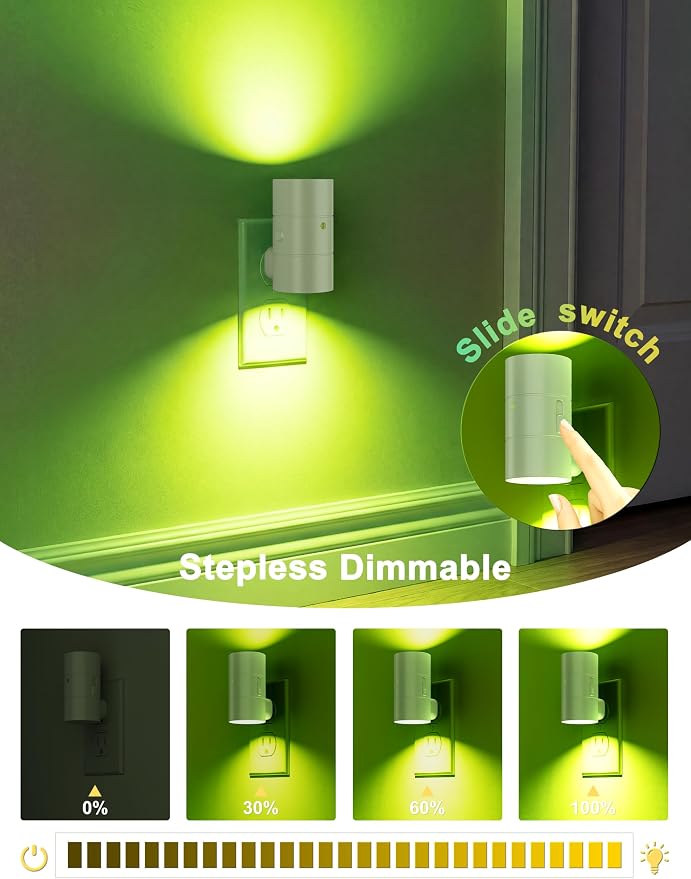 VOLISUN Led Night Light Plug into Wall, 6 RGB Night Lights with Light Sensor, Color Changing Mode, Dimmable Night Light for Christmas, Halloween, Holiday Decor, Hallway, Bedroom White 2 Pack