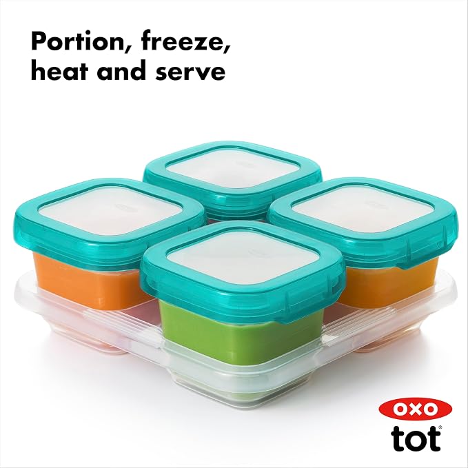 OXO Tot Baby Blocks Food Storage Containers, Teal, 6 oz