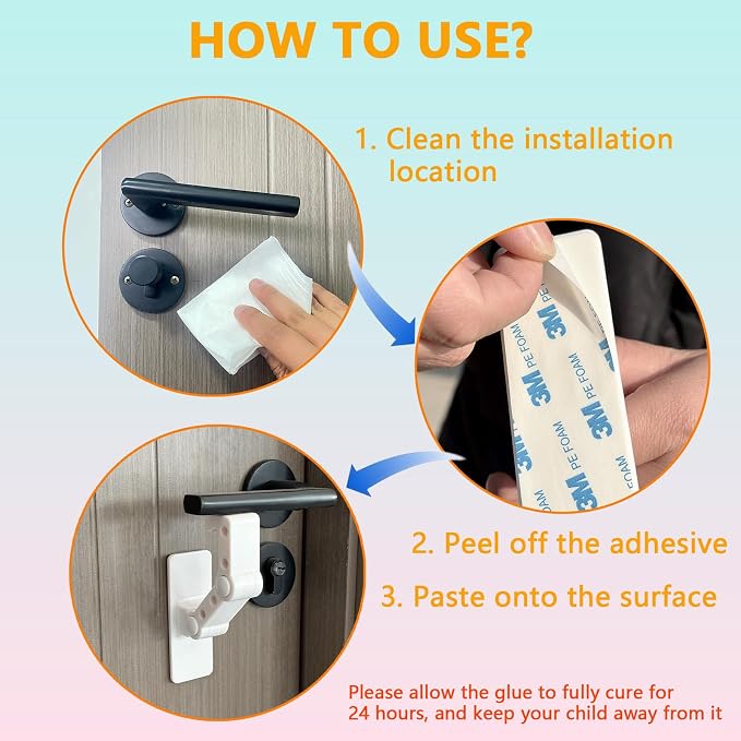 Child Proof Door Lever Lock 2-Pack - Adjustable Baby Proofing Lock for Door Handles & Cabinets, No-Drill Adhesive, Easy for Adults, Hard for Toddlers & Pets
