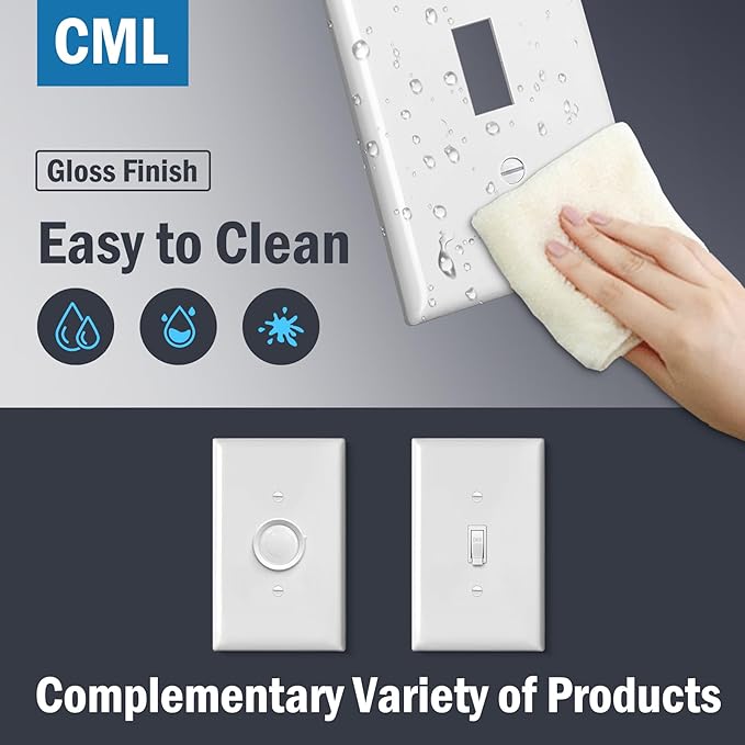CML Jumbo Toggle Light Switch Plate Covers, 6 Pack Oversized Electrical Wall Plates, 1-Gang White Switch Plates, Over-Size 3.5??x 5.5?? Impact Resistant, ETL Listed