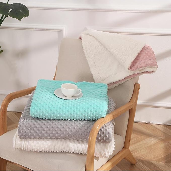 Baby Bean Plush Blanket Personalized Name Double Layer Thickened Lamb Fleece Sofa Cotton Blanket Custom Embroidered Baby Blanket (Blue,70x100cm)
