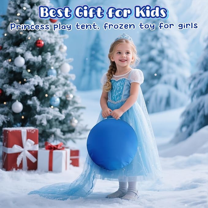 Skirfy Princess Play Tent, Frozen Toy for Girls, Ice Castle Kids Tent Indoor and Outdoor, Large Imaginative Playhouse for Toddler 3+,Christmas Birthday Thanksgiving Gift for Girls-64.2*41.3*41.3 inch