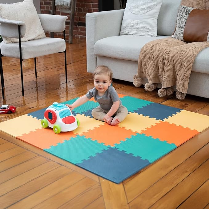 MioTetto Baby Play Mat, Soft Foam Floor Tiles for Kids. Adjustable Interlocking Foam Tiles, Fits with 50x50 Playpen Baby mat for Crawling & Development, Safe & Non-Toxic Playmat for Babies 6-12 Months