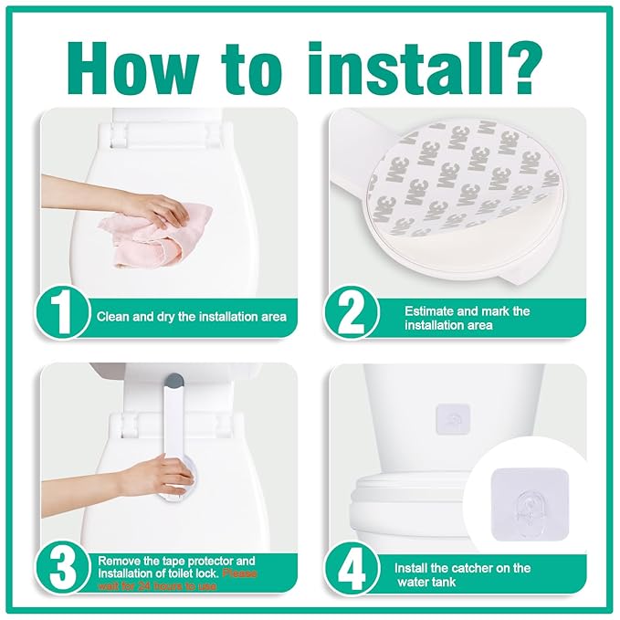 Baby Toilet Safety Locks (1 Pack)| Childproof Toilet Seat Lock | Baby Safety Products | Baby Proofing Kit | Prevents Toddlers from Opening Toilet Lids | 3M Adhesive and Tool-Free Installation（White）
