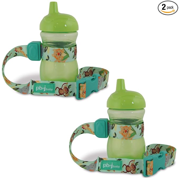 PBnJ Baby SippyPal Sippy Cup Holder Strap Leash Tether (Jungle 2-Pack)