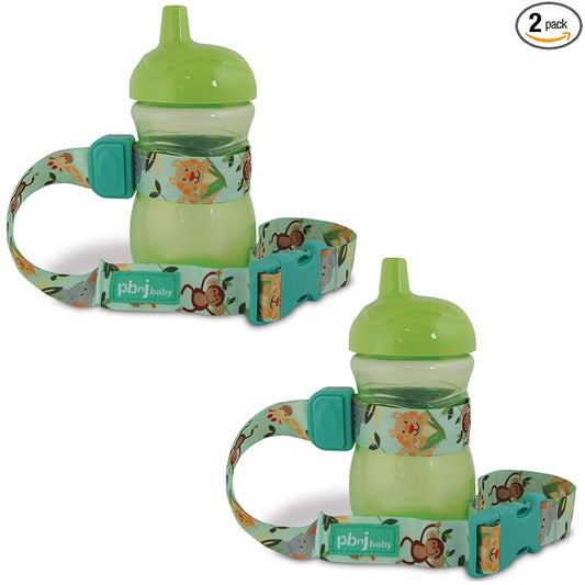 PBnJ Baby SippyPal Sippy Cup Holder Strap Leash Tether (Jungle 2-Pack)