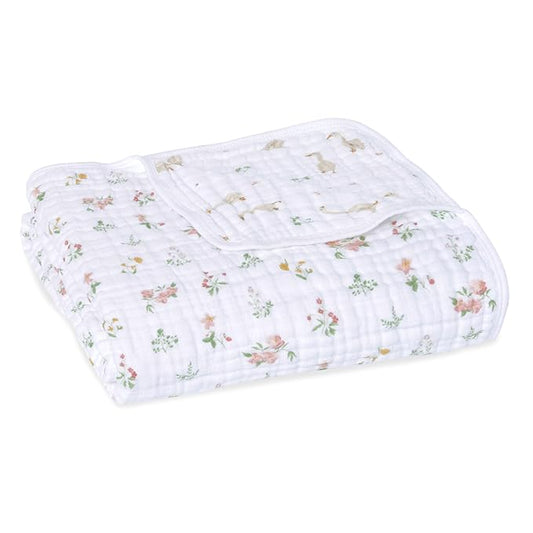 aden + anais Essentials Dream Blanket, Muslin Baby Blankets for Girls & Boys, Ideal Lightweight Newborn Nursery & Crib Blanket, Country Floral