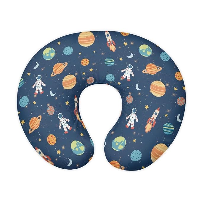 Cartoon Spaceman Nursing Pillow Cover with Hidden Zipper Soft & Breathable & Skin Friendly for Moms/Baby Stretchy Nursing Pillow Cover