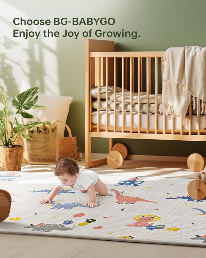 BG-BABYGO Baby Play Mat Foldable Baby Floor Play Mat X-Large Soft Foam Playmat for Babies Reversible Waterproof Padded Baby Girl Play Mat Portable Thick Crawling Mat for Indoor Outdoor