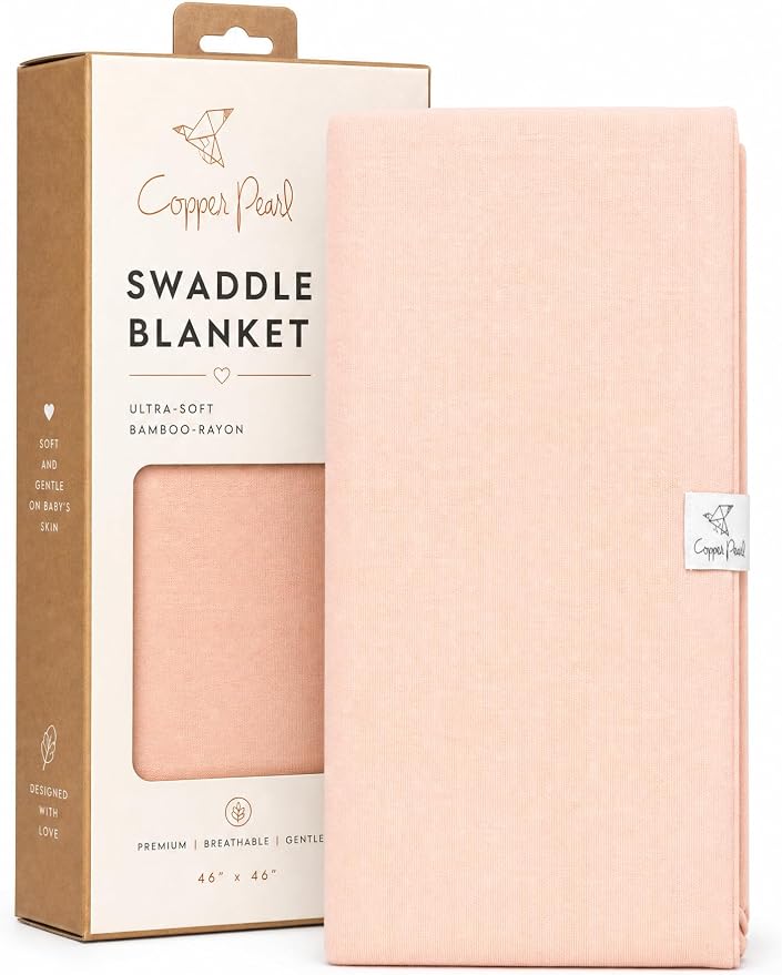 Copper Pearl Swaddle Blankets for Newborns | Soft Stretchy Receiving Blankets for Boys and Girls | Large 46 x 46 Inch Baby Blankets | Lightweight and Breathable Swaddles | Blush