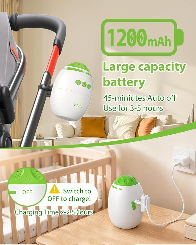 Baby Stroller Rocker with Adjustable Rocking Speed and 11 Soothing White Noise, Hands-Free Rechargeable Sleep Soother Rocker, Portable Accessories for Strollers & Prams, Essential Baby Gear (Green)