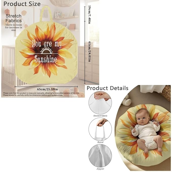 Yellow Baby Lounger Replaceable Cover & Nursing Pillow Cover Set for Baby Snug Fits Bopy Nursing Pillows,Sunflower Breastfeeding Nursing Pillow Slipcovers,for Breastfeeding Moms（Cover Only）
