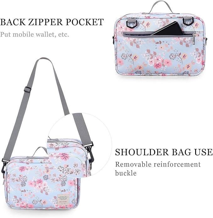 SONARIN Pram Buggy Bag Organiser & Stroller Organiser,Large Stroller Storage with Deep Cup Holder,2 x Pram Hooks,Shoulder Strap Used as Carry-On Handbag,Universal Fit All Buggy Models(Flower)
