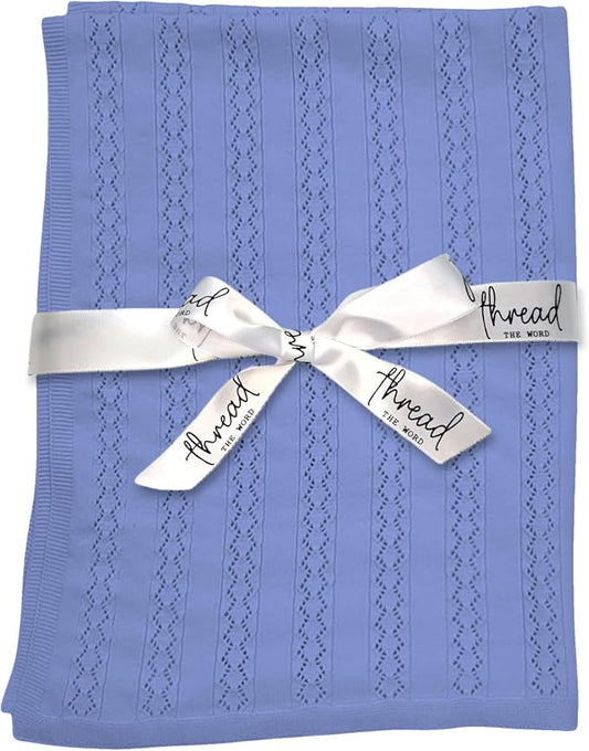 The Vintage Blanket - 100% Organic Cotton Baby Blanket, American Made, 30x40in - Bassinet, Crib, Stroller - Gift Registry Baby Shower for Newborns and Kids (Seamist)