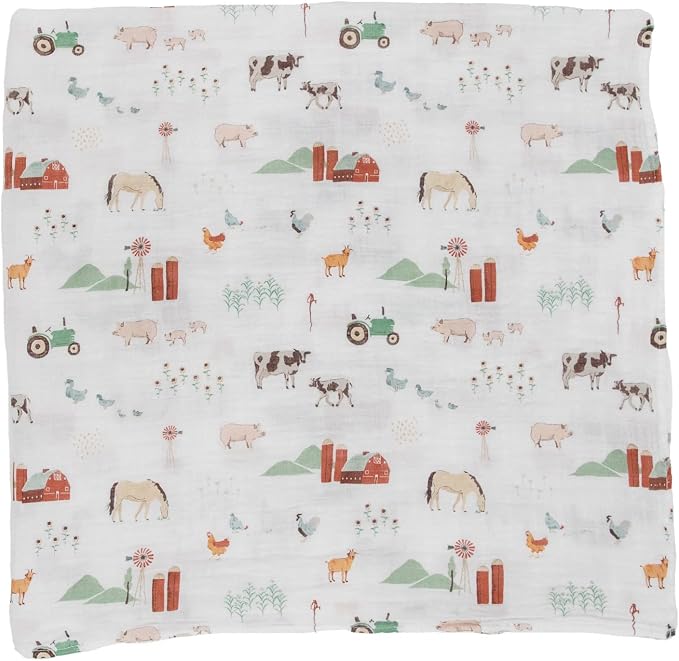 Little Unicorn Premium Cotton Swaddle Baby Blanket | Breathable Fabric | for swaddling, Play, Nursing & More (Farmyard)