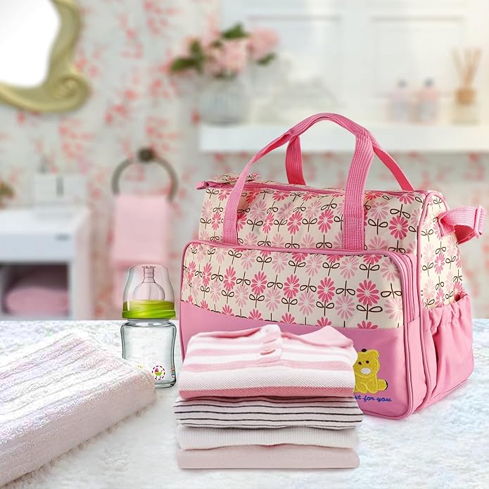 5-Pack Mummy Diaper Shoulder Bag Set w/Changing Pad ??Large Water-Resistant Nappy Bag with Insulated Pockets