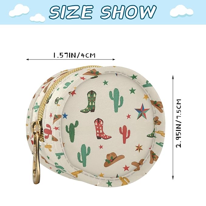 Cactus Cowboy Beige Pacifier Holder Case Newborn Pacifier Storage Pouch for Boys Girls Easy Attach to Diaper Bag Portable Baby Essentials Container