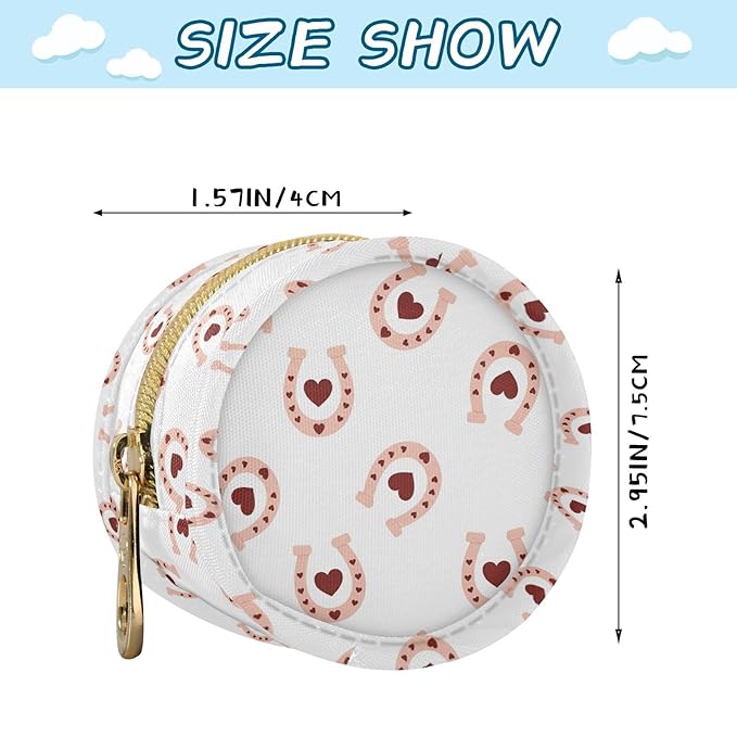 Horseshoes Hearts White Print Pacifier Holder Case Newborn Pacifier Storage Pouch for Boys Girls Easy Attach to Diaper Bag Portable Baby Essentials Container