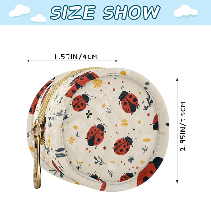 Pacifier Holder with Clip Pacifier Case for Diaper Bag Round Baby Pacifier Pouch Box Bag Portable Spring Ladybugs Flowers Dots