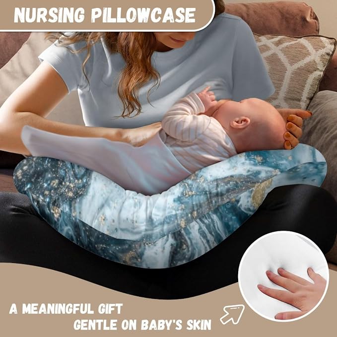 Marble Nursing Pillow Detachable Newborn Original Breastfeeding Slipcover Case and Positioner Removable Head Support Protector Cushion Essential with Hidden Zipper Easy to Use