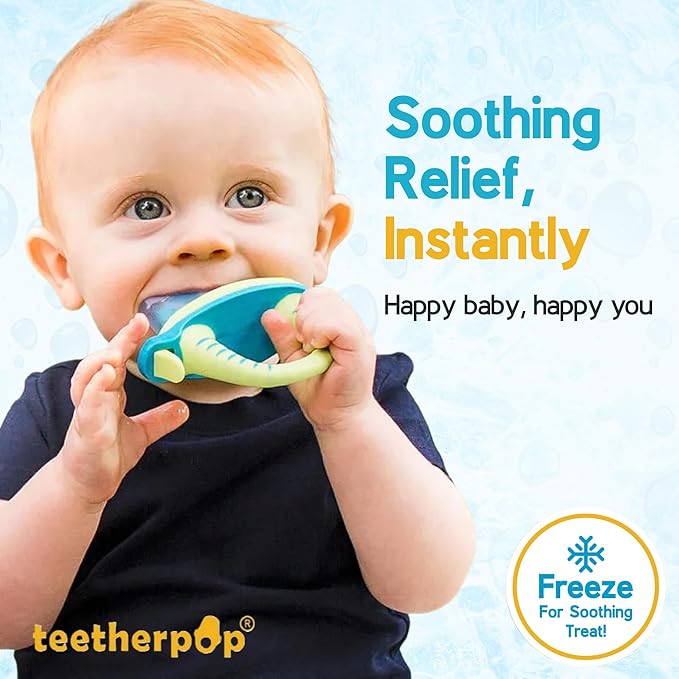 Teetherpop Fillable Freezable Teethers for Babies - Breastmilk Teether with Spill-Proof Sippy Slits ??Teething Popsicle for Baby, Liquids & Purées, Cooling Teething Relief Feeder Pacifier - Fuchsia
