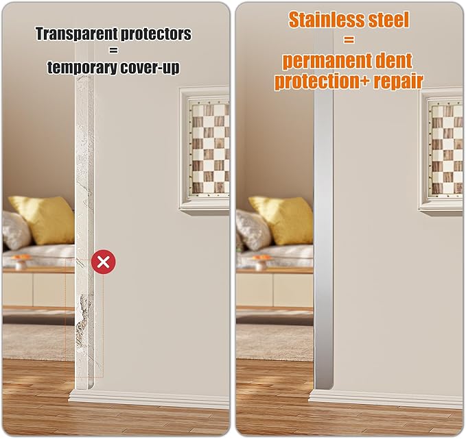 96x1x1 Inches 304 Stainless Steel Wall Corner Guards (10-Pack) Heavy Duty Rounded Corner Protector, Smooth Folded Edge Design（No Adhesive）