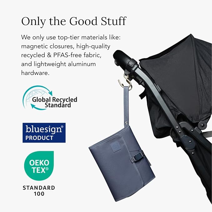 Huhu Baby Changing Wallet ??Compact, Portable Diaper Changing Pad for Travel ??Easy to Clean, Foldable Changing Mat ??Must Have Diaper Bag Accessory for New Parents (Dusky Blue)