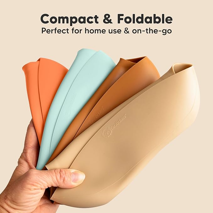 KeaBabies 2-Pack Silicone Bibs for Babies, Toddlers Girl, Boy ??Sturdy Food-Grade Baby Bibs for Eating, Large Food Catcher, Clean & Put On Easily, Waterproof Toddler Feeding Essentials (Amaze)