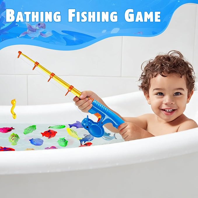 CozyBomB??Magnetic Fishing Toy Pole 2 Pack for Replacement | No Fishes are Included, Bathtime Carnival for Toddler Education Teaching, Party Fishing Poles Rod Ocean Sea Animals Birthday Gift (X-Large)