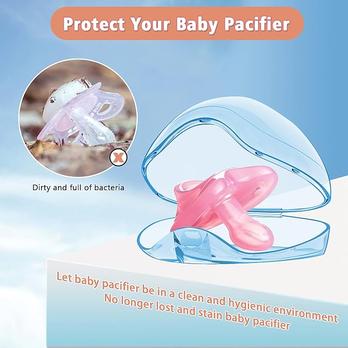 Pacifier Case,3 Pack BPA Free Pacifier Holder Case,Transparent Container Box for Baby Binky（Not Included),Essential Pacifier Accessories,Alway Keep Paci Clean,Easy to Clean(Blue)