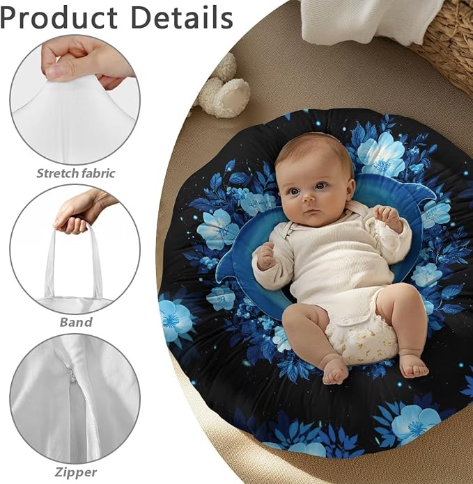 Dolphin Pillow Cover Breastfeeding Pillow Slipcover for Baby Boys & Girls Nursing Pillow Case for Newborn Soft Fabric Fits Snug On Infant Washable & Breathable