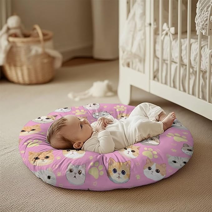 Cartoon Cat Stretchy Nursing Pillow Covers Breast Feeding Pillows Covers for Moms Ultra Soft Snug Fits On Infant Nursing Pillow Nursing Pillow Case for Newborn