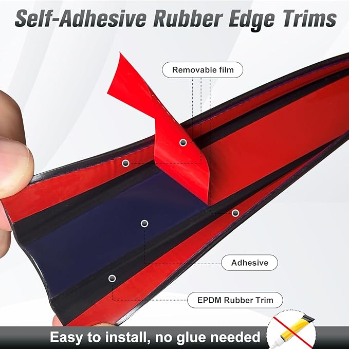 Rubber Edge Trim, 1-1/8 inch (28mm) Wide U Channel Edge Trim, Big Size U Shaped Trim, Self Adhesive Edge Banding for Plywood, Woods, Doors, Shelf, Cabinet, Countertop, Length 20Ft, Black