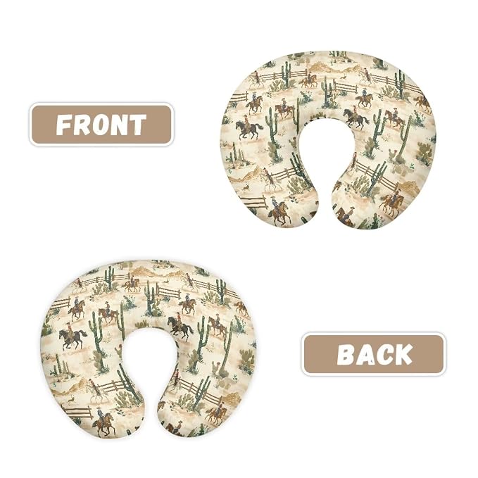 West Cowboy Horse Baby Breastfeeding Pillow Slipcover for Newborn Boys & Girls Soft Breathable Nursing Pillow Support Cover with Hidden Zipper Easy to Use & Install