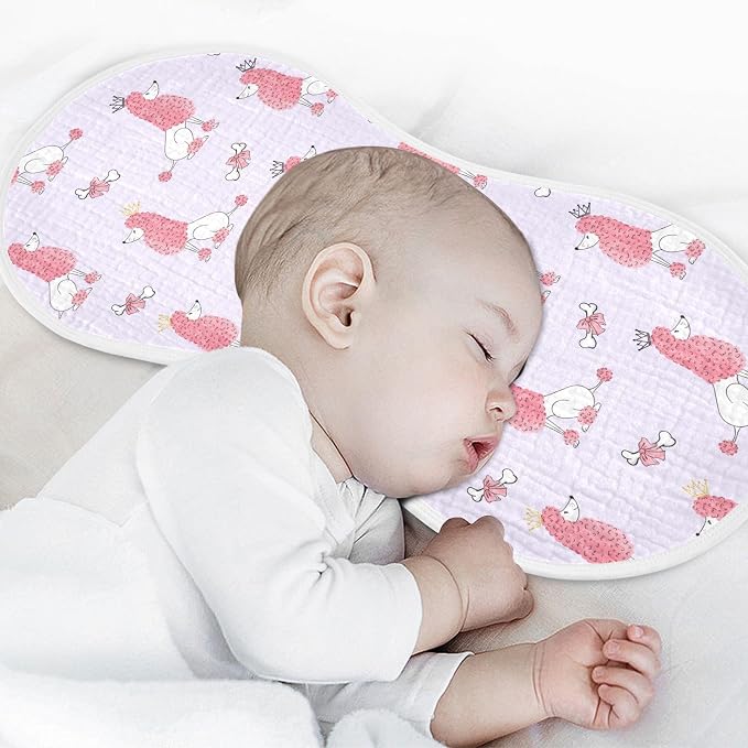 Muslin Burp Cloths for Baby Boys and Girls - 1-Pack Ultra Absorbent Cute Poodles Dog Muslin Washcloths, Newborn Towel, Milk Spit Up Rags, Burp Cloth Bib for Unisex, 22 x 11 Inch