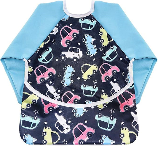 Infant Toddler Baby Waterproof Sleeved Bib, Bib with Sleeves&Pocket, 6-24 Months