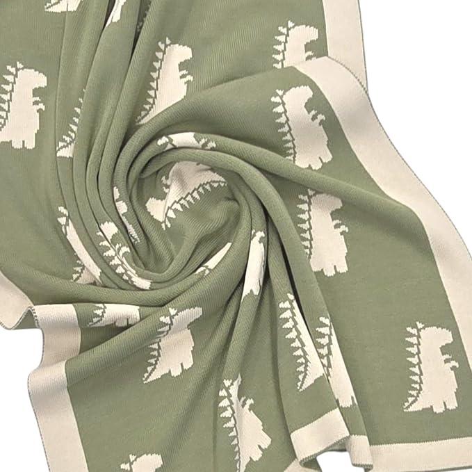 The Dinosaur Blanket - 100% Organic Cotton Baby Blanket, American Made, 30x40in - Bassinet, Crib, Stroller - Gift Registry Baby Shower for Newborns and Kids